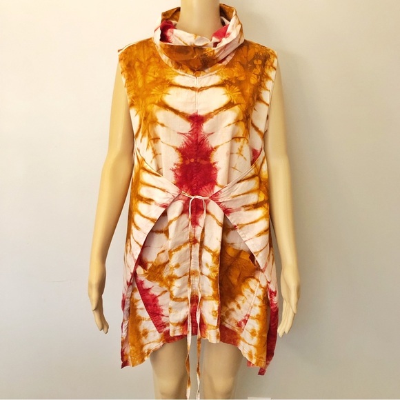 Rare Unique Vintage Tie Dye Boho Oversized Lagenlook Artsy Pattern Top Dress. - Picture 5 of 15